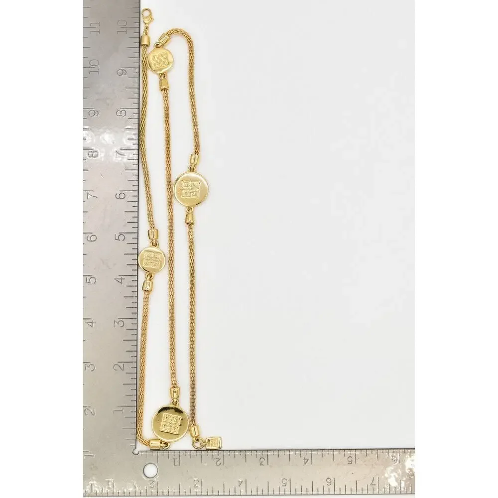 Givenchy Vintage Logo Station Snake Chain Necklace Gold Tone Chunky Signed BinBL